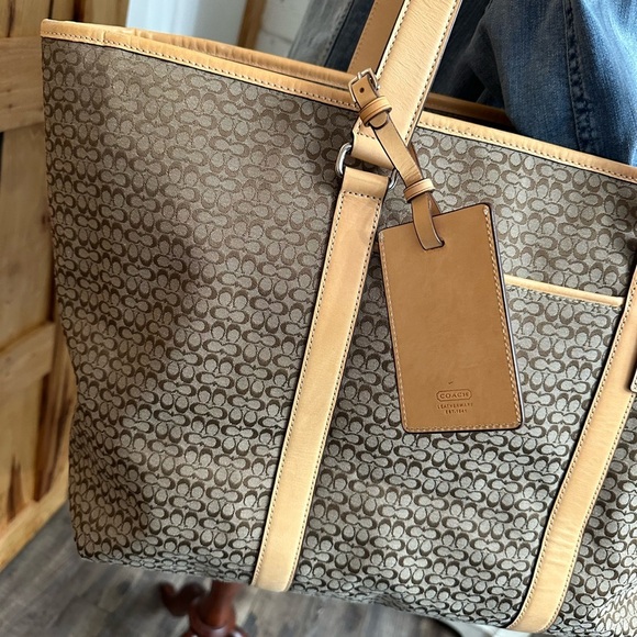 Coach small cc Canvas & Leather Duffle Bag (Large) - Picture 6 of 11